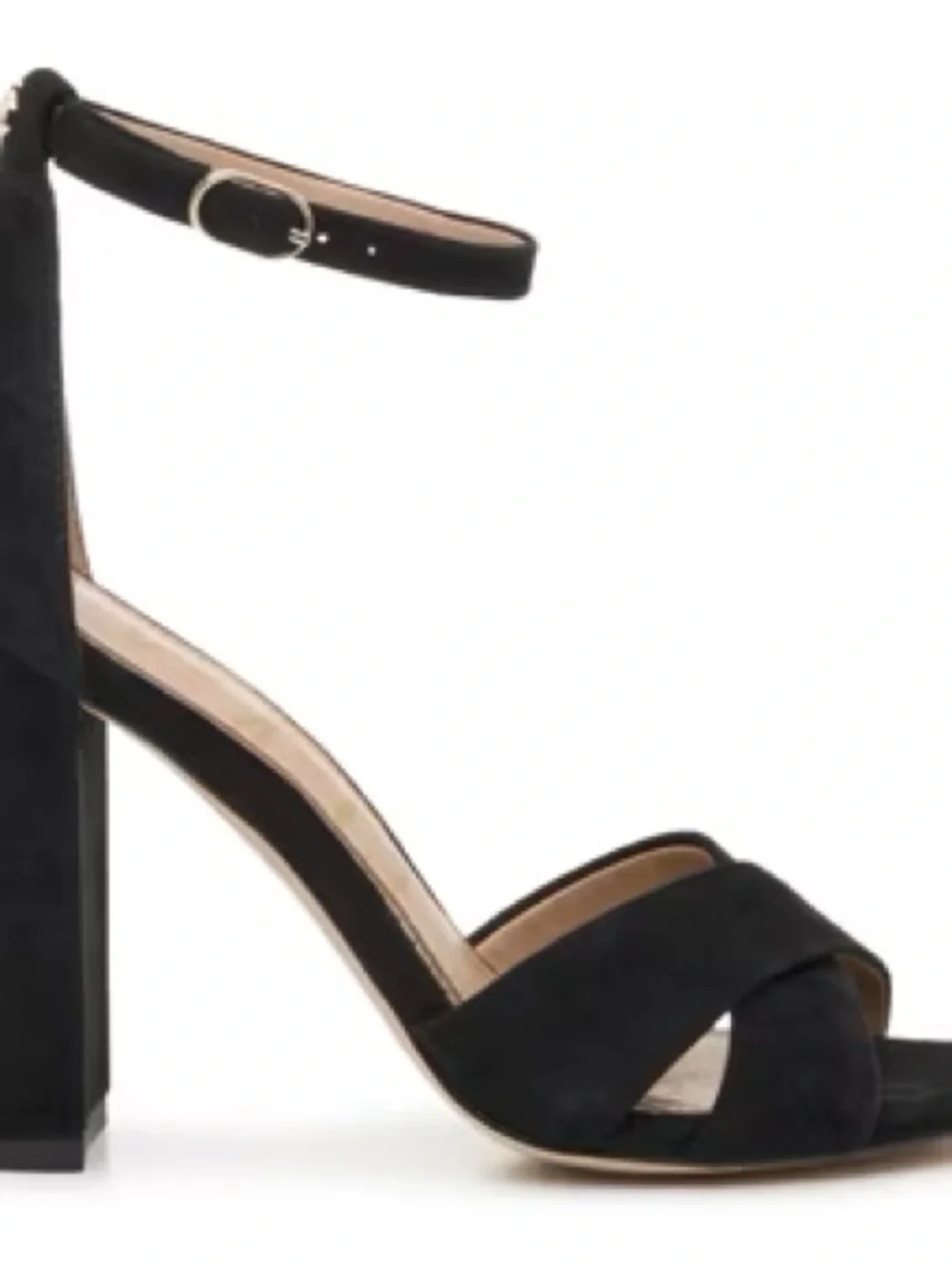 Sam edelman black leather suede block heel ankle strap sandals new sz 10 m